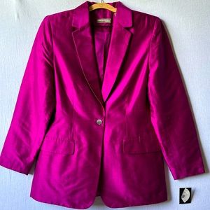 Valerie Stevens women’s 100% silk blazer, festival fuchsia raspberry, size 10